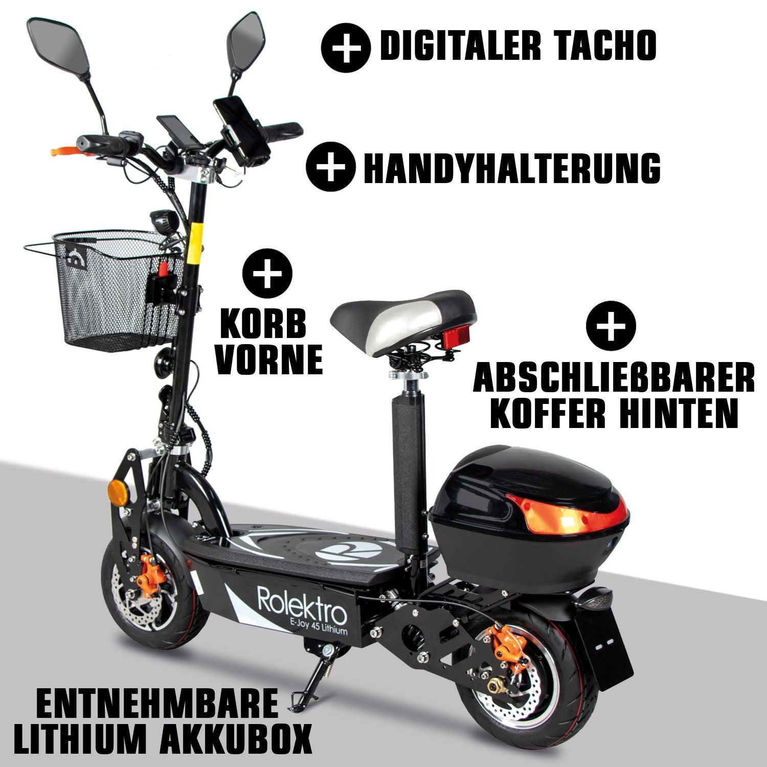 Rolektro E-Joy 45 Lithium, Schwarz, 45 km/h Rolektro E-Joy 45 Lithium, Schwarz, 45 km/h